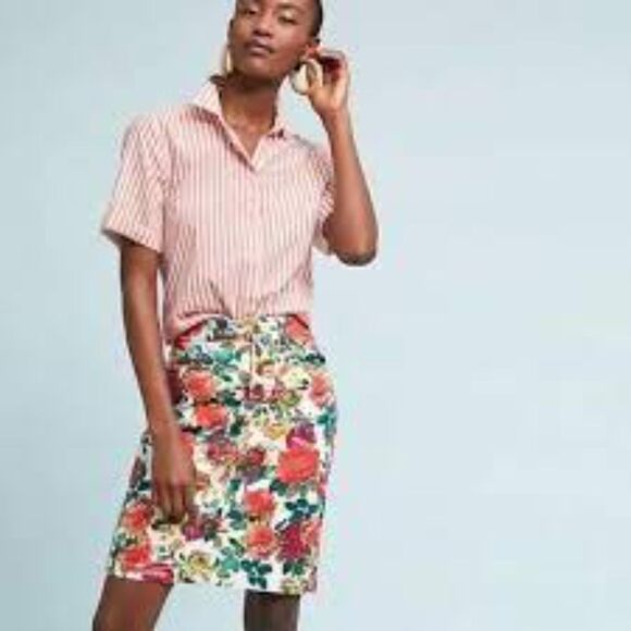 Anthropologie Isabelle Sinclair Wellesley Red White Striped Belted Top Small - Picture 11 of 11